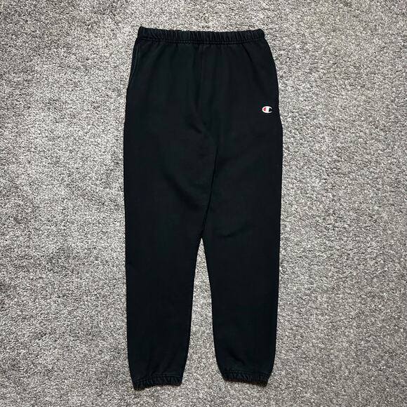 Champion Reverse Weave Sweatpants Heavyweight y2k Mens Medium Black - Picture 2 of 12